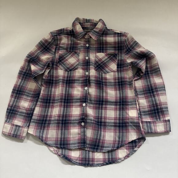 Lot of 2 Eddie Bauer Plaid Flannel Shirts Kids Girls Size Medium (10/12) Cowboy - Picture 5 of 9